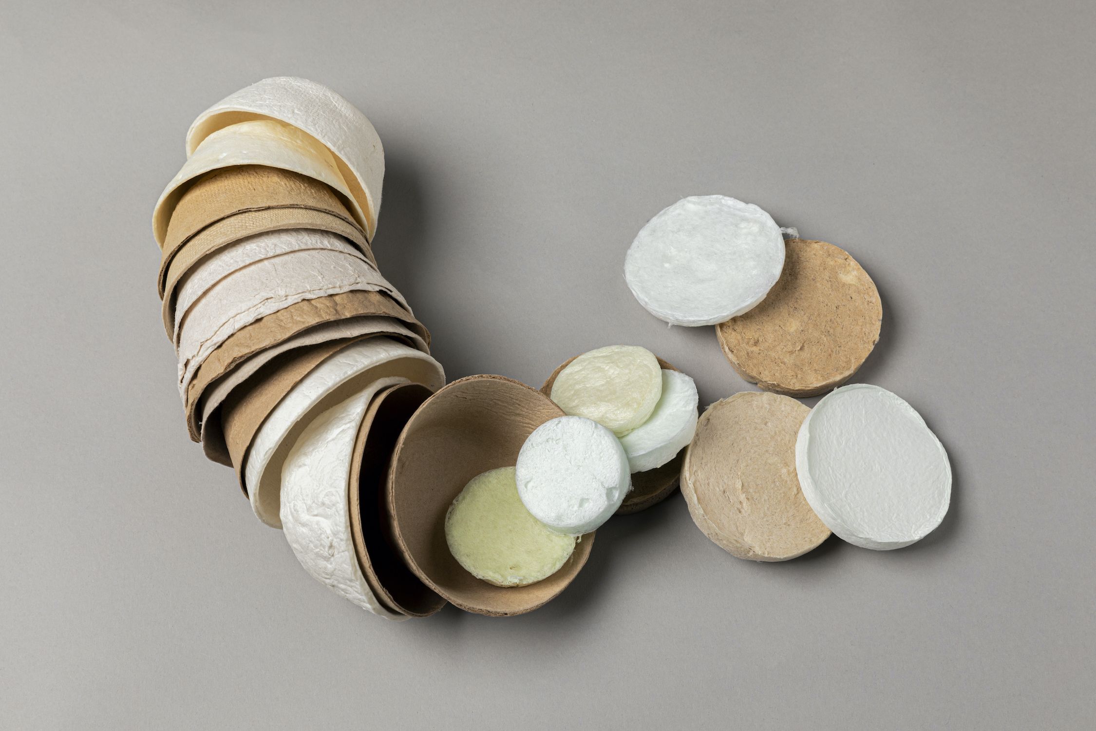 Samples of foamed methyl cellulose (MC) and pulp