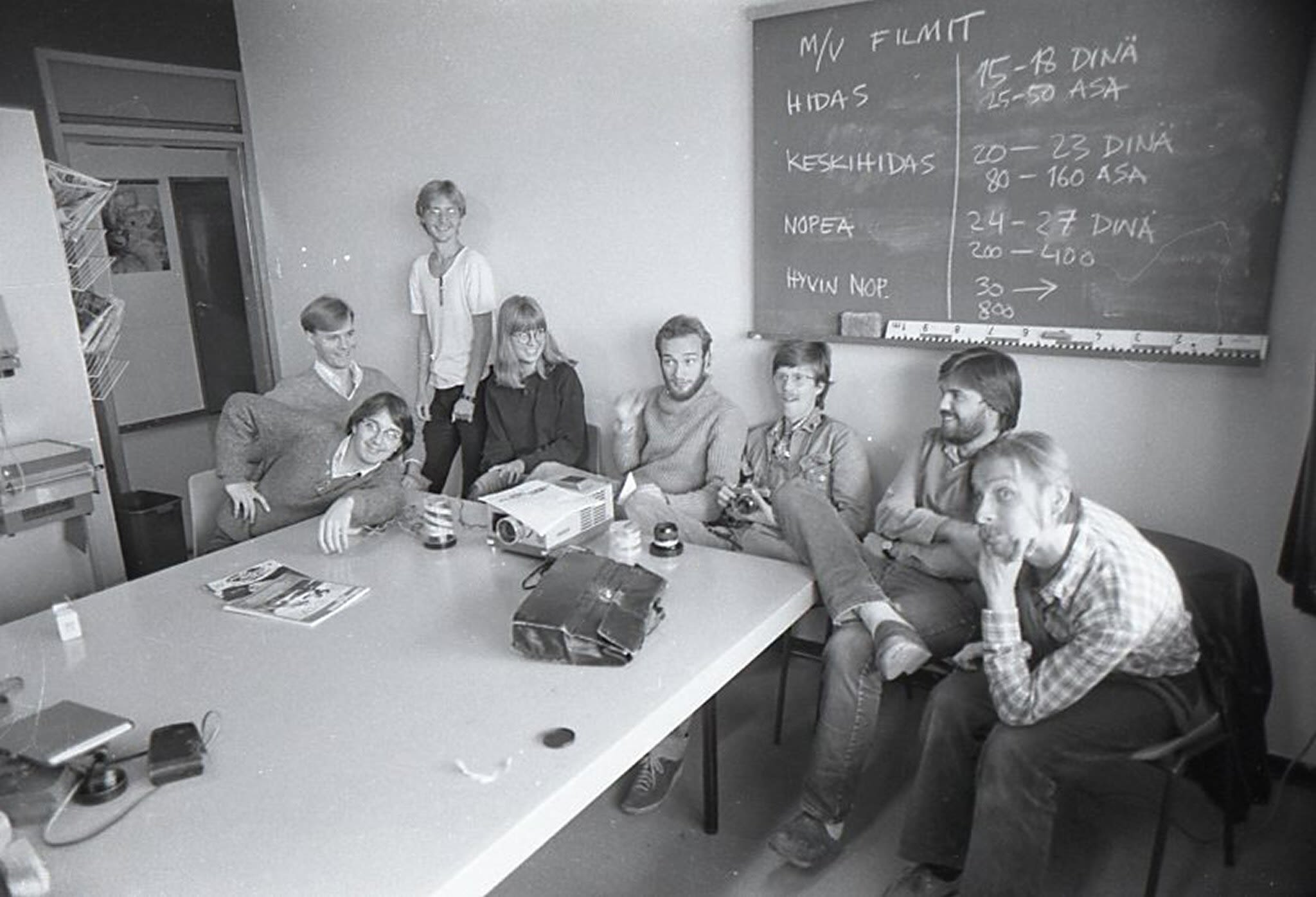 students around a table