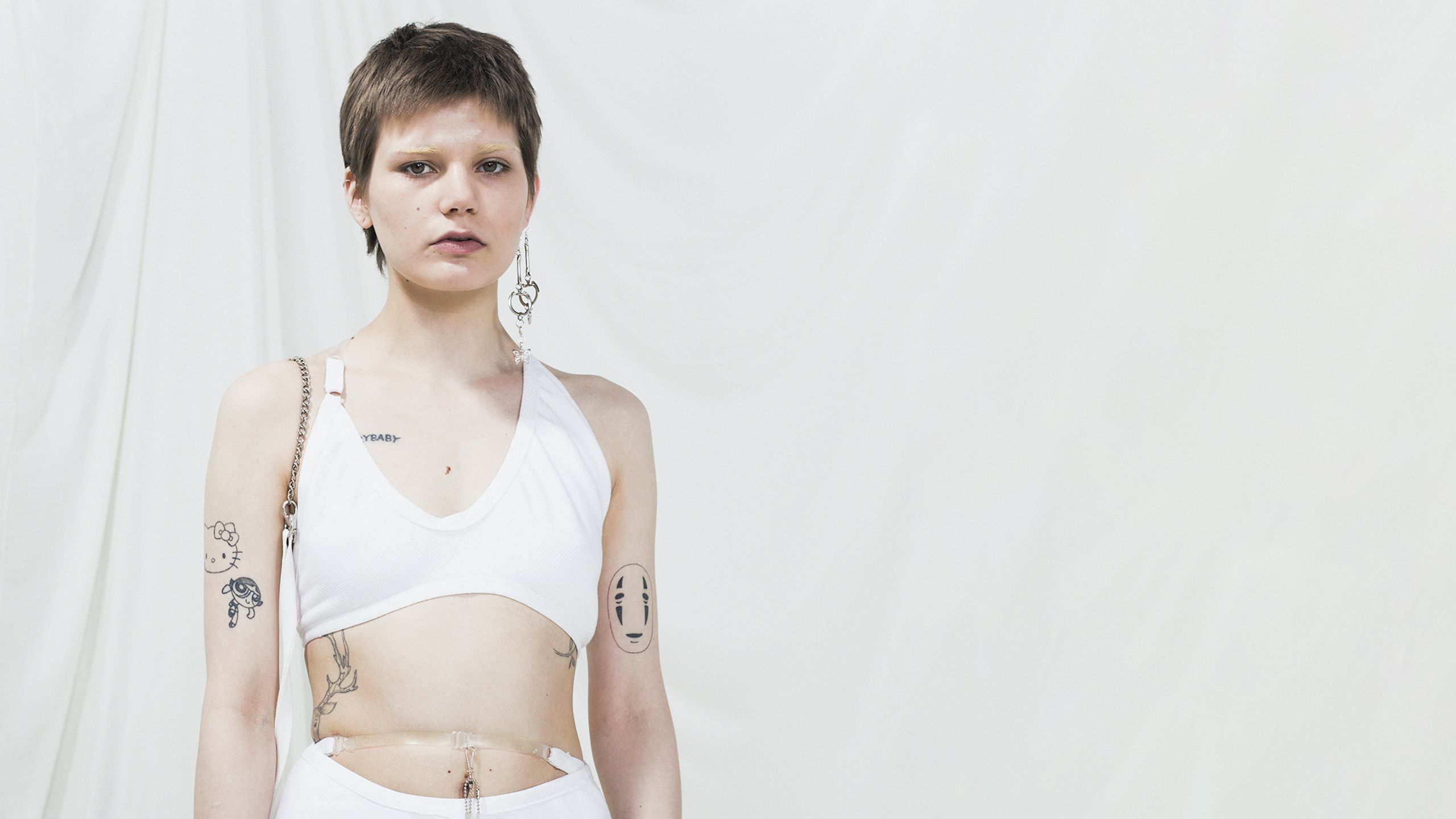 woman in white shirt